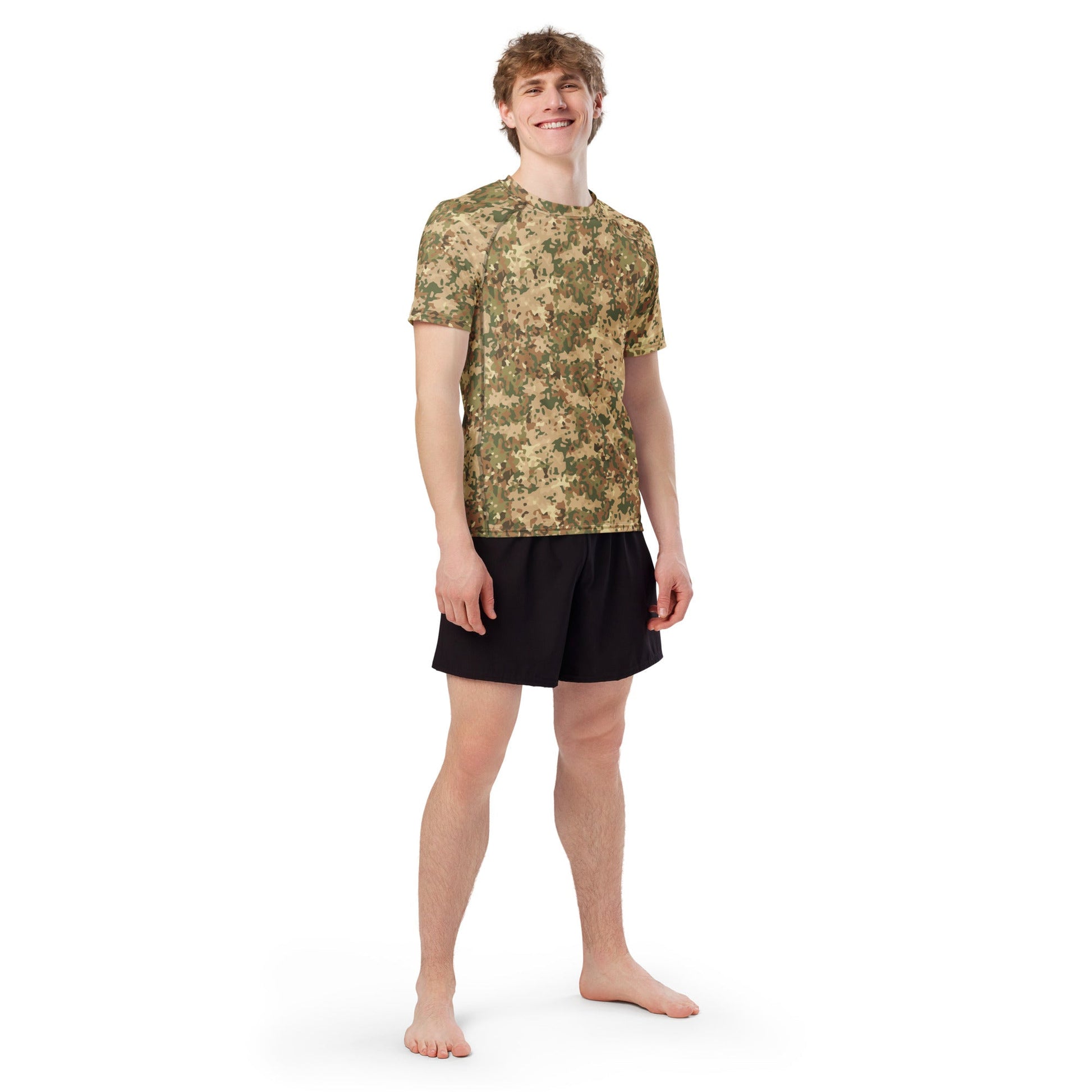 Dutch Fractal Tan CAMO Mens Short-Sleeve Rash Guard
