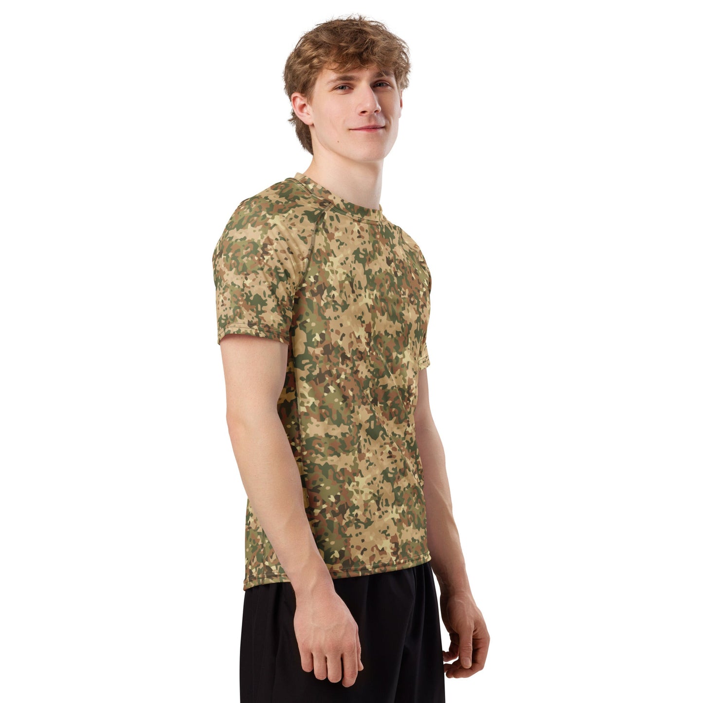 Dutch Fractal Tan CAMO Mens Short-Sleeve Rash Guard