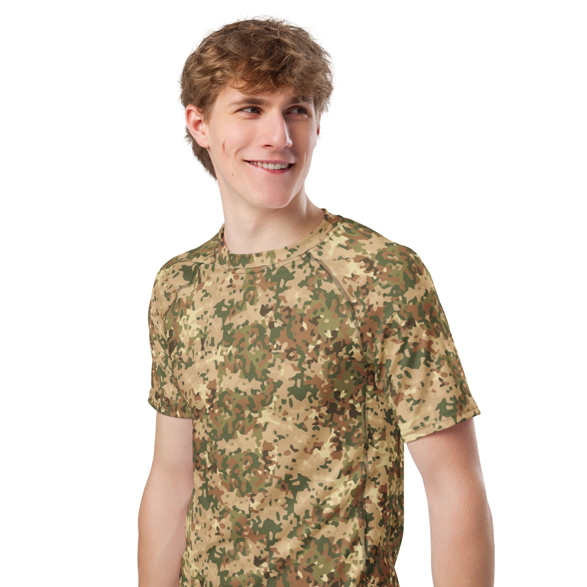 Dutch Fractal Tan CAMO Mens Short-Sleeve Rash Guard