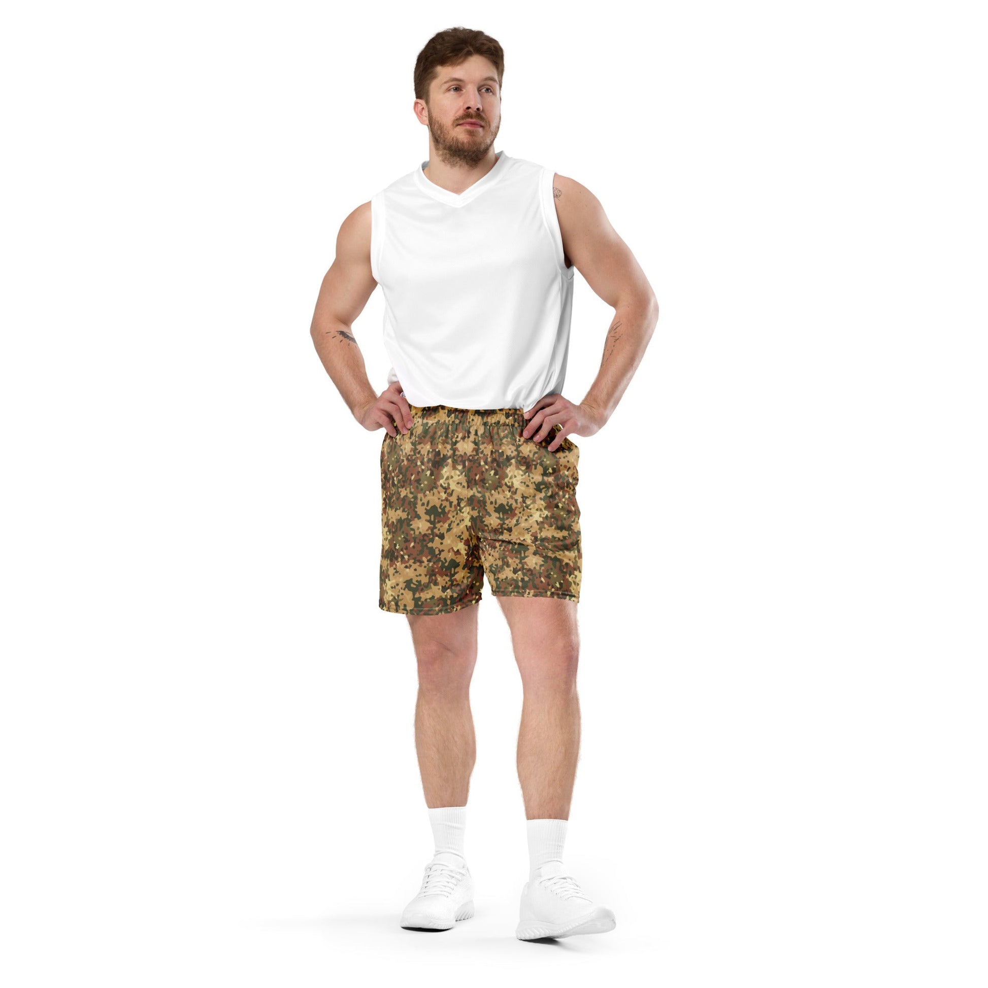 Dutch Fractal Tan CAMO Unisex Mesh Shorts