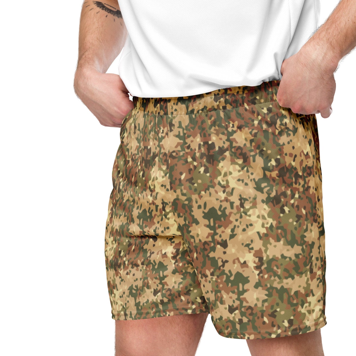 Dutch Fractal Tan CAMO Unisex Mesh Shorts