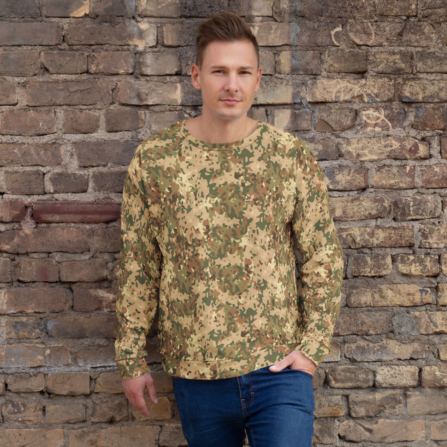 Dutch Fractal Tan CAMO Unisex Sweatshirt - S - Sweatshirts