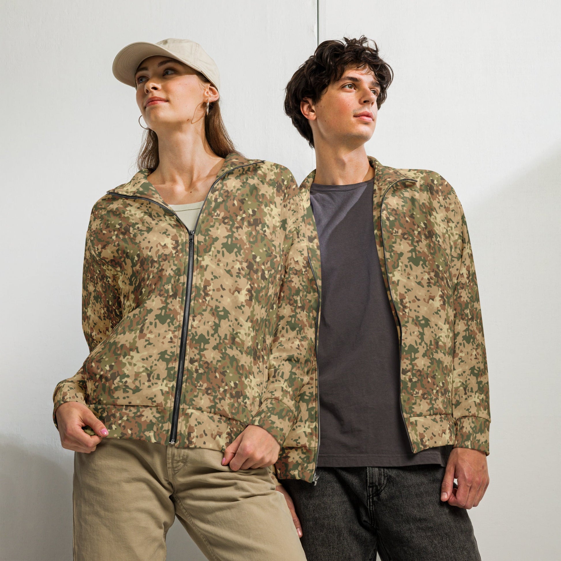 Dutch Fractal Tan CAMO Unisex track jacket - 2XS - Track Jackets
