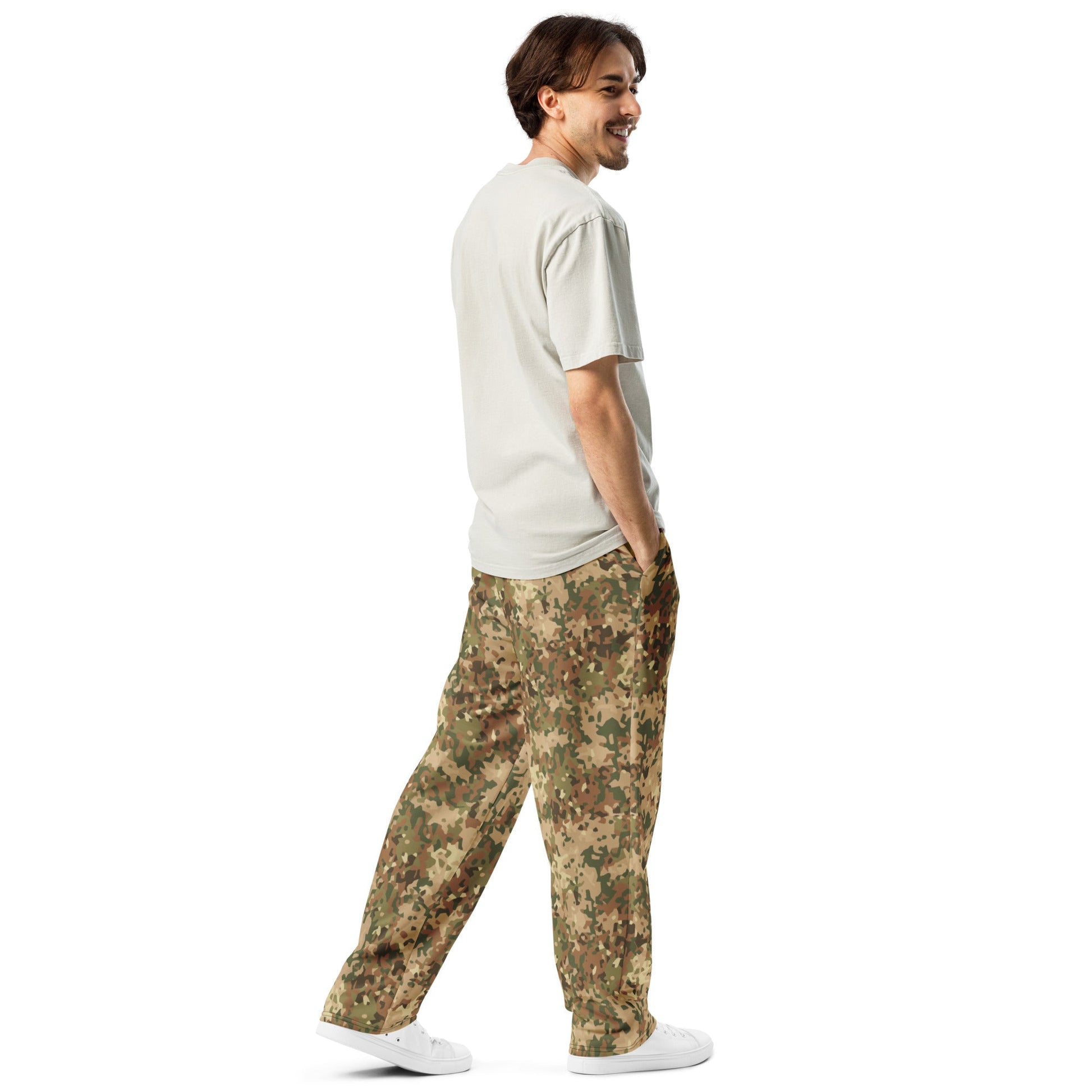 Dutch Fractal Tan CAMO Wide-leg joggers - Joggers