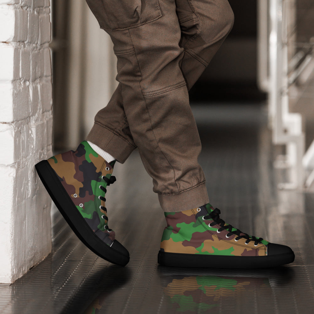 Dutch Jungle CAMO Men’s high top canvas shoes - Black / 5 - Mens High Top Canvas Shoes