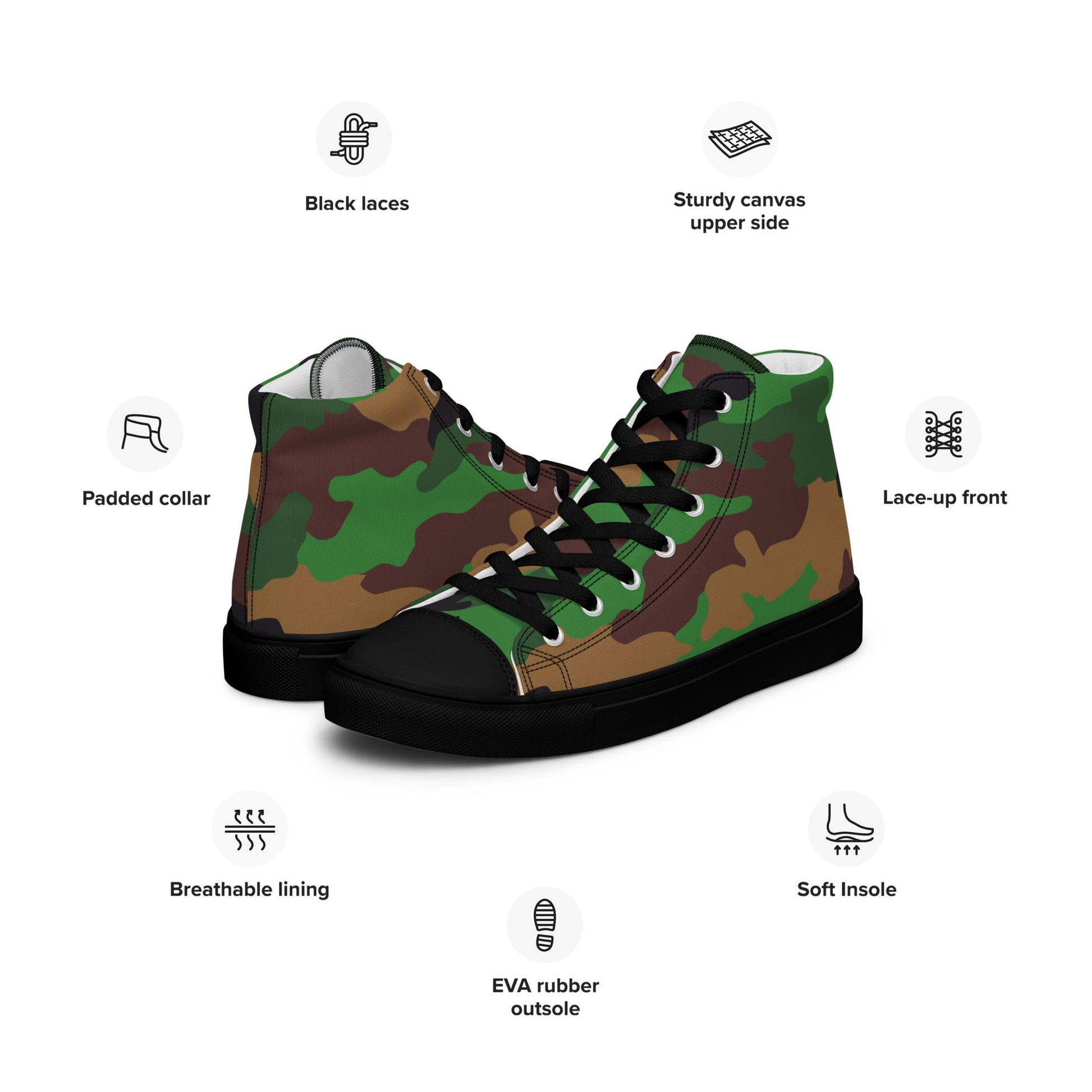 Dutch Jungle CAMO Mens high top canvas shoes - High Top Canvas Shoes
