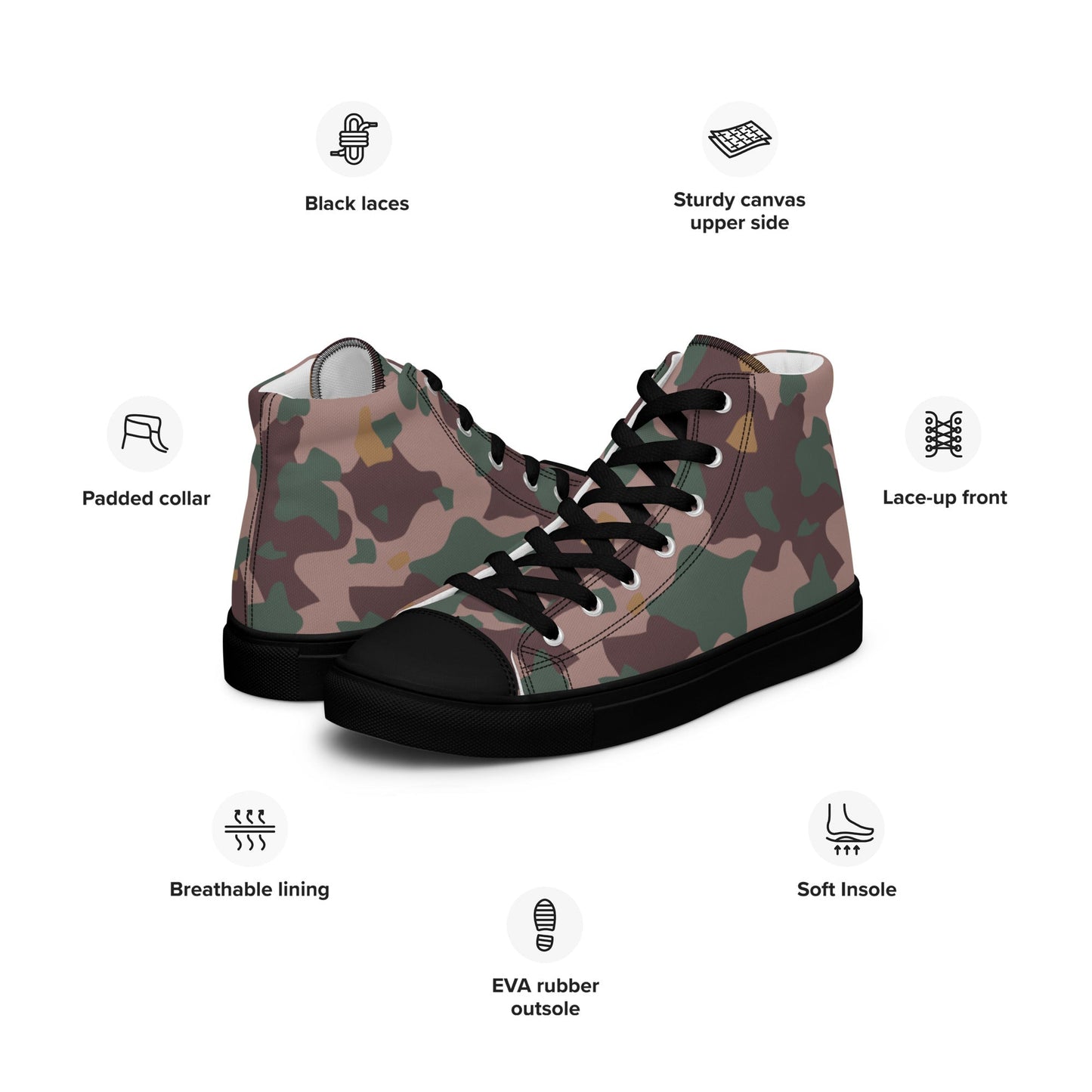 Dutch Korps Speciale Troepen CAMO Mens high top canvas shoes - High Top Canvas Shoes