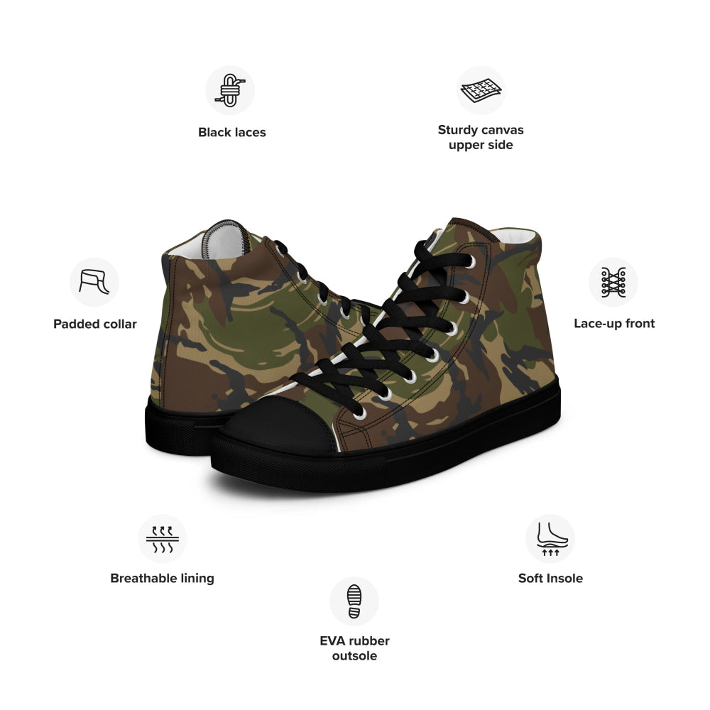 Dutch M93 DPM Woodland CAMO Men’s high top canvas shoes - Mens High Top Canvas Shoes