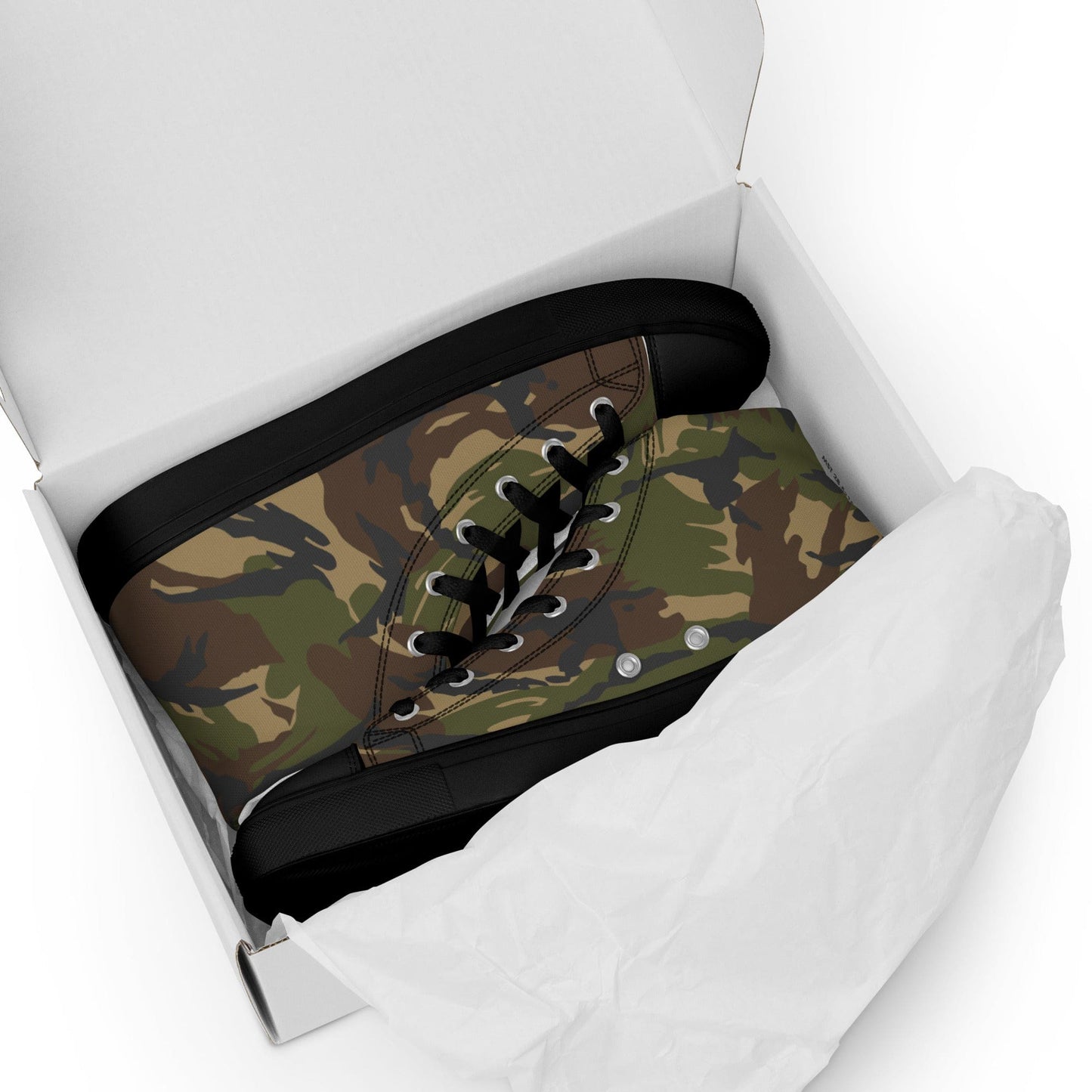 Dutch M93 DPM Woodland CAMO Men’s high top canvas shoes - Mens High Top Canvas Shoes