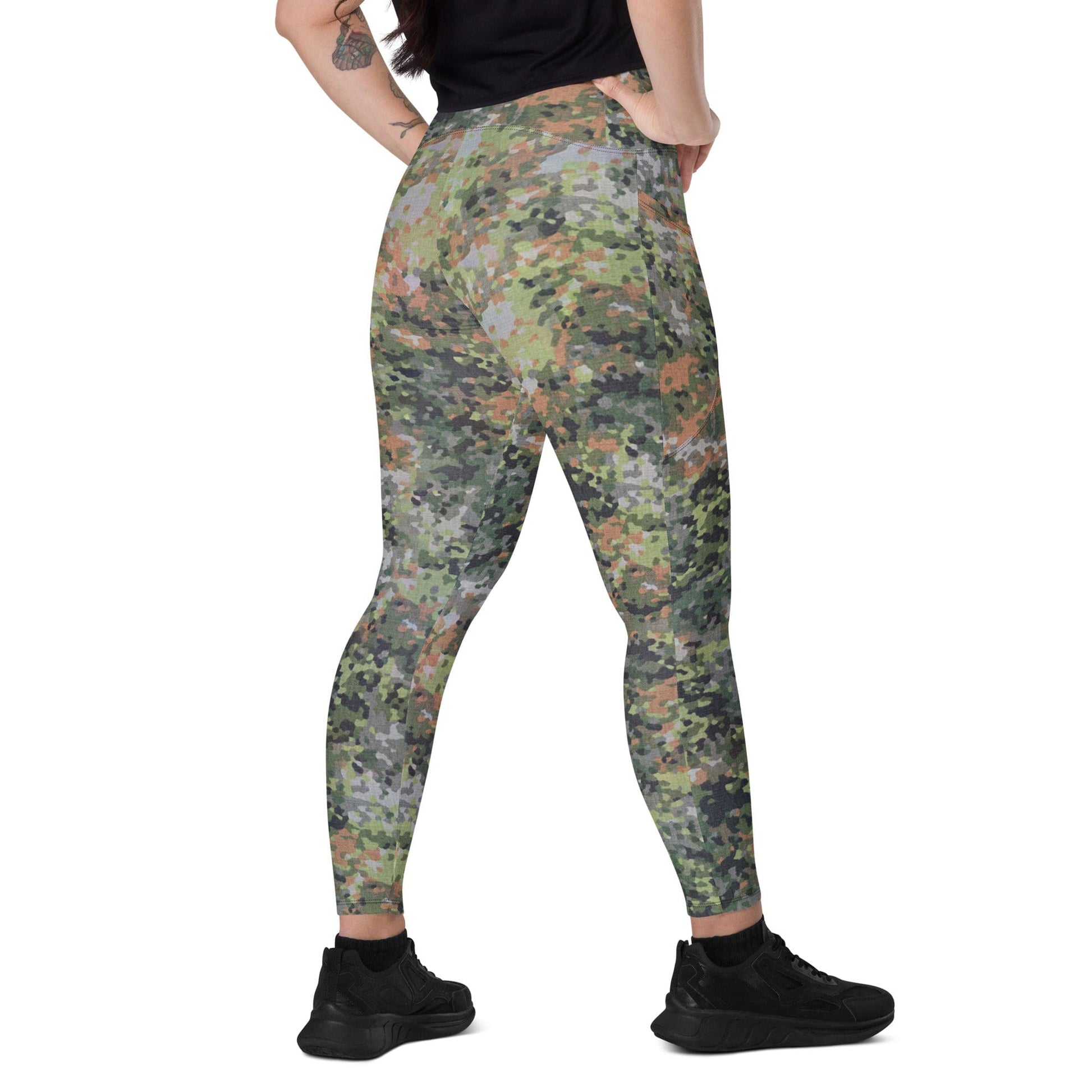 Dutch Netherlands Fractal Pattern (NFP) Green CAMO Leggings with pockets - 2XS - Womens With Pockets