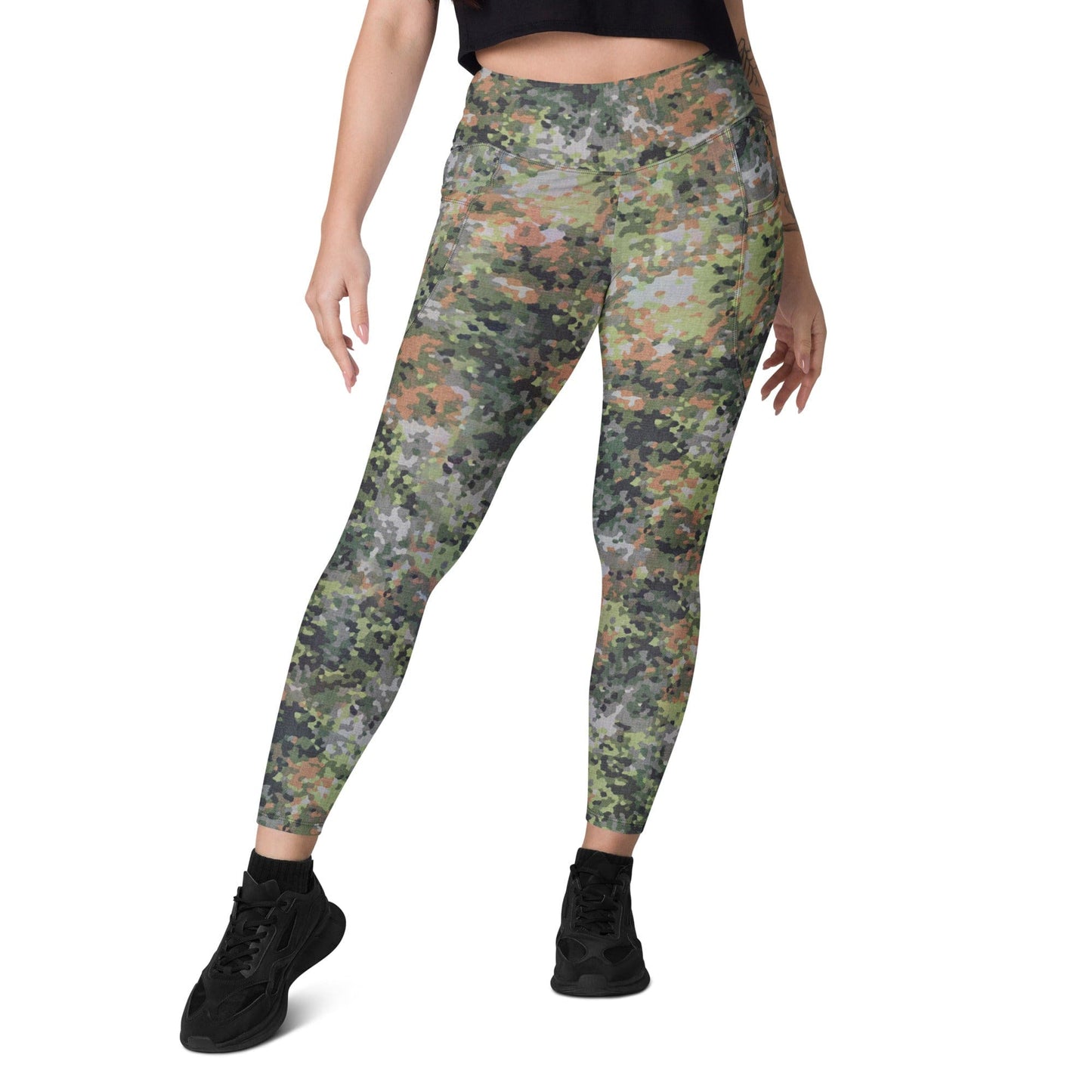 Dutch Netherlands Fractal Pattern (NFP) Green CAMO Leggings with pockets - Womens With Pockets