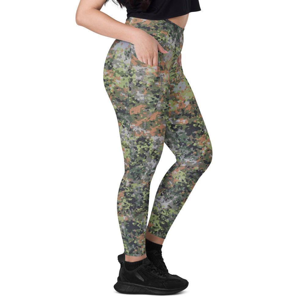 Dutch Netherlands Fractal Pattern (NFP) Green CAMO Leggings with pockets - Womens With Pockets