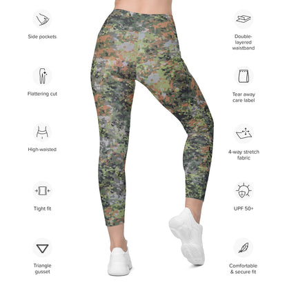 Dutch Netherlands Fractal Pattern (NFP) Green CAMO Leggings with pockets - Womens With Pockets