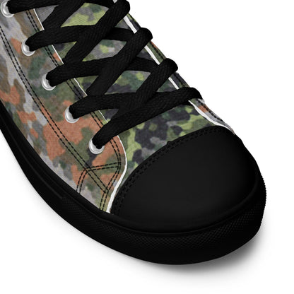 Dutch Netherlands Fractal Pattern (NFP) Green CAMO Men’s high top canvas shoes - Mens High Top Canvas Shoes