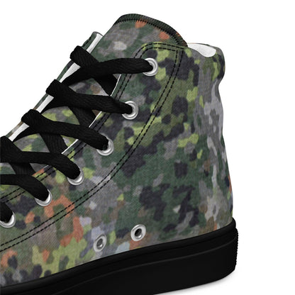 Dutch Netherlands Fractal Pattern (NFP) Green CAMO Men’s high top canvas shoes - Mens High Top Canvas Shoes