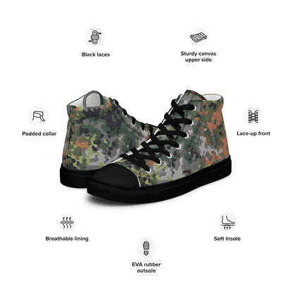 Dutch Netherlands Fractal Pattern (NFP) Green CAMO Men’s high top canvas shoes - Mens High Top Canvas Shoes