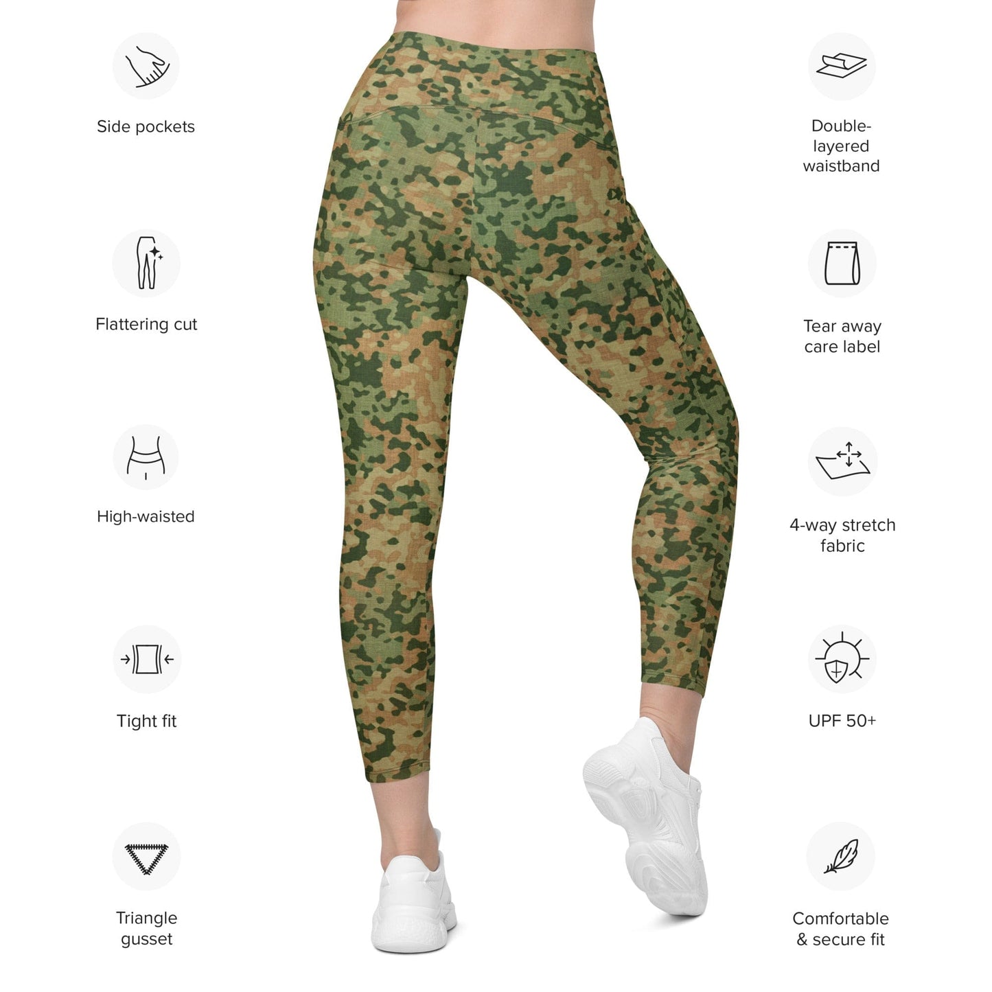 Dutch Netherlands Fractal Pattern (NFP) Multi CAMO Leggings with pockets - Womens With Pockets