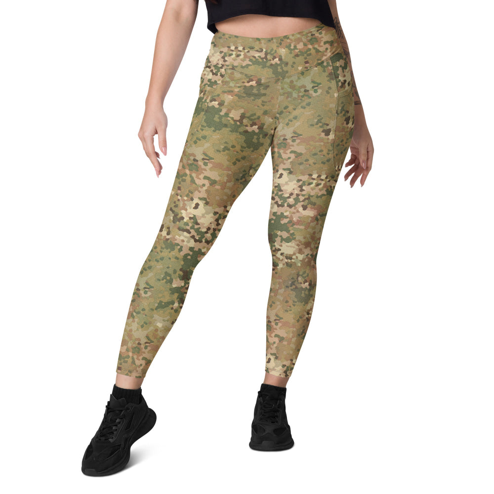 Dutch Netherlands Fractal Pattern (NFP) Tan CAMO Leggings with pockets - Womens With Pockets