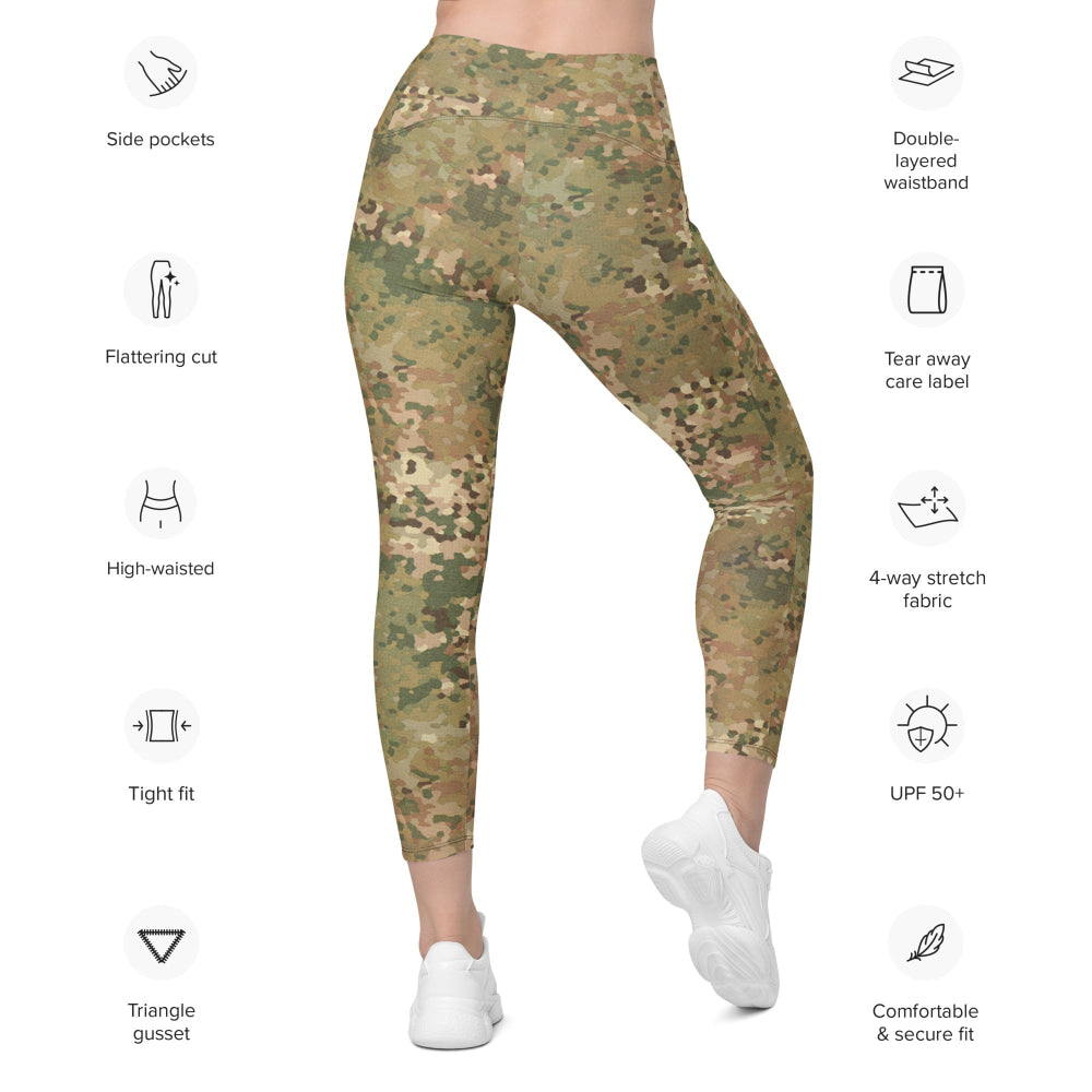 Dutch Netherlands Fractal Pattern (NFP) Tan CAMO Leggings with pockets - Womens With Pockets