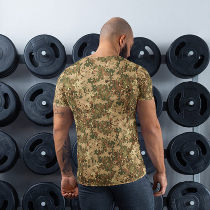 Dutch Fractal Tan CAMO Mens Athletic T-shirt - T-Shirts