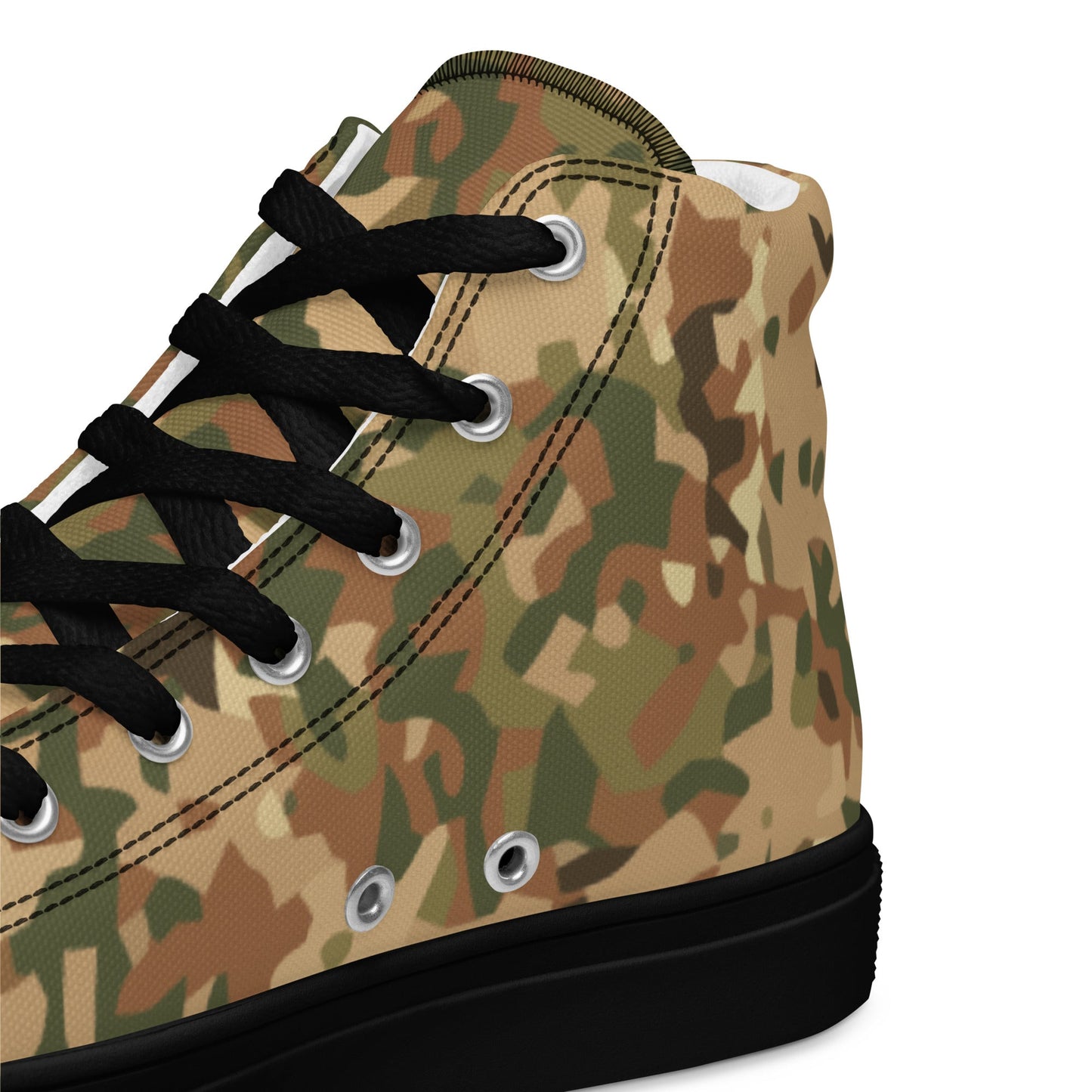 Dutch Fractal Tan CAMO Mens high top canvas shoes - High Top Canvas Shoes