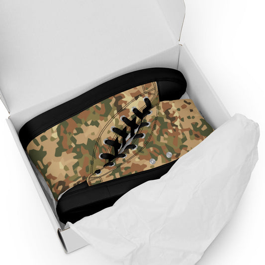 Dutch Fractal Tan CAMO Mens high top canvas shoes - High Top Canvas Shoes