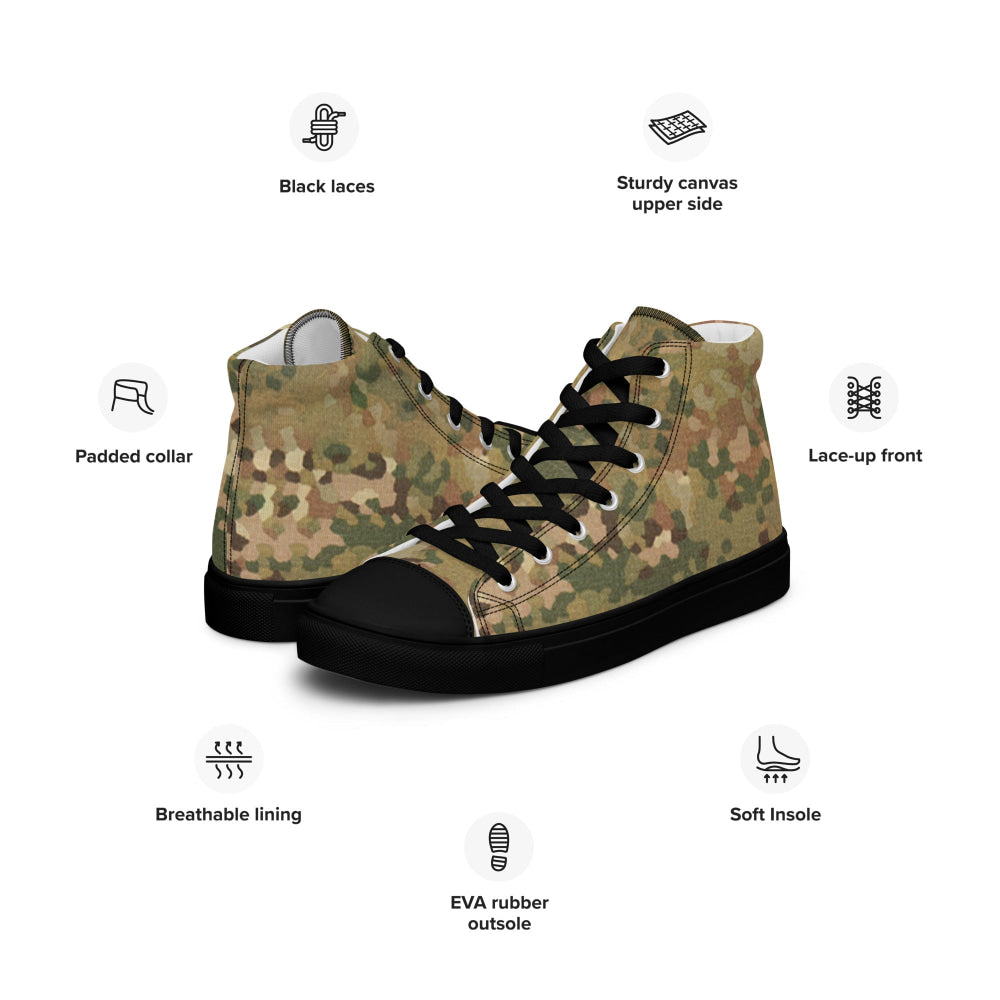 Dutch Netherlands Fractal Pattern (NFP) Tan CAMO Men’s high top canvas shoes - Mens High Top Canvas Shoes