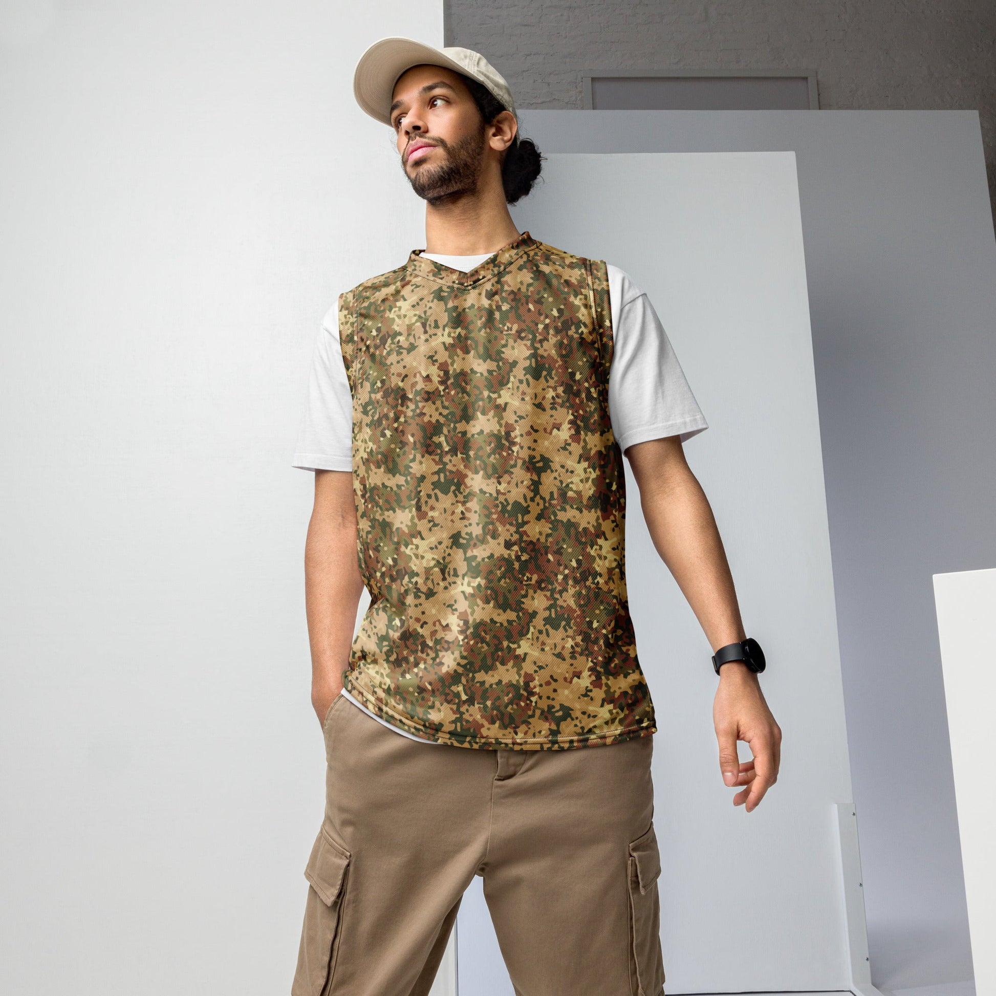 Dutch Fractal Tan CAMO unisex basketball jersey - 2XS - Basketball Jerseys