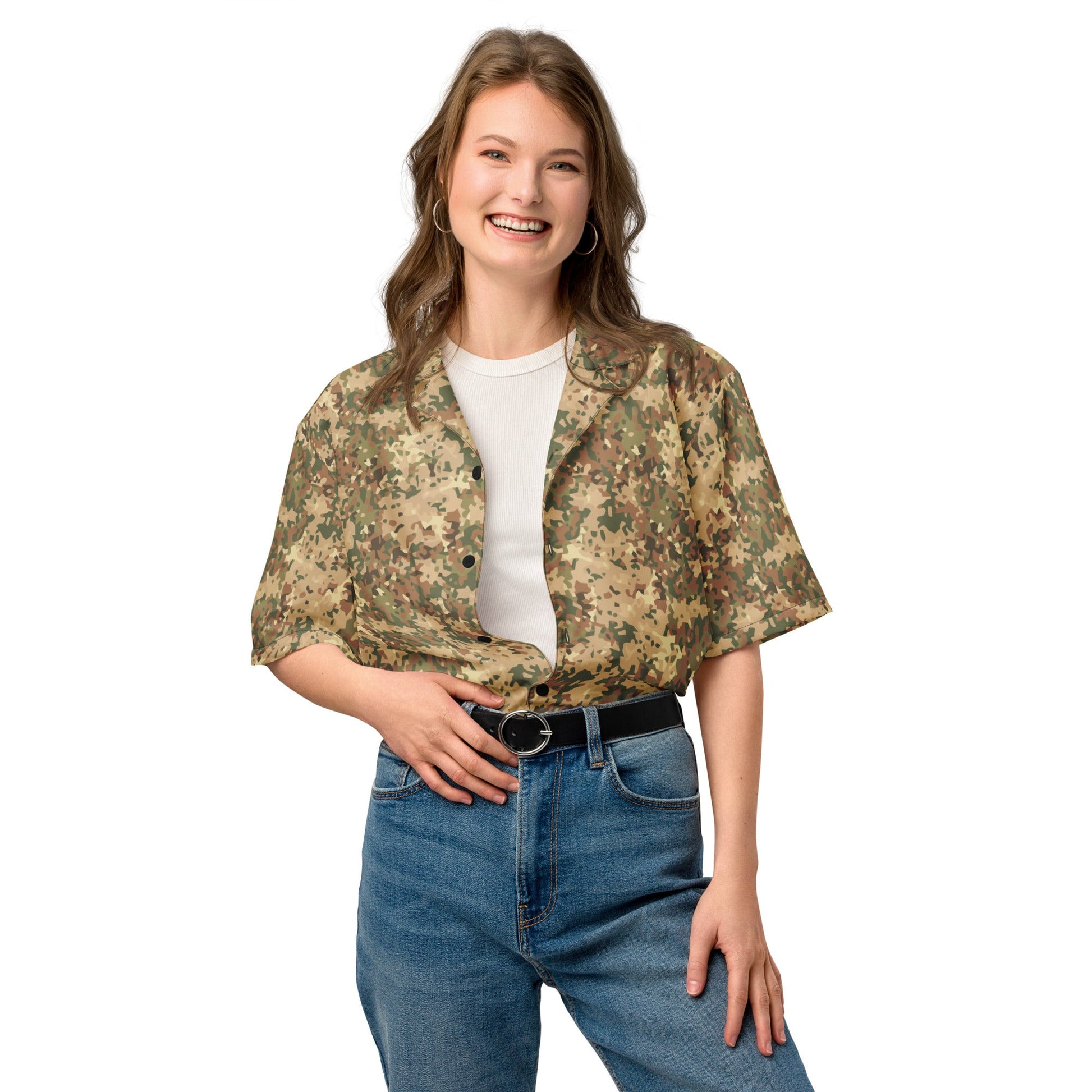 Dutch Fractal Tan CAMO Unisex button shirt - Button Shirts