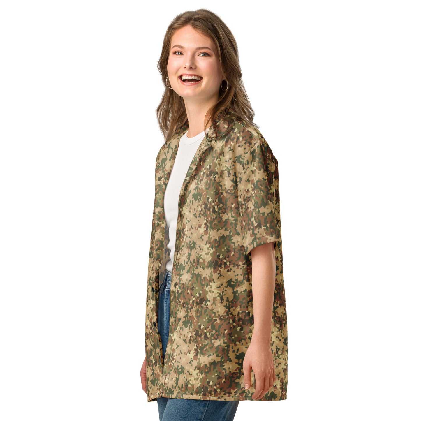 Dutch Fractal Tan CAMO Unisex button shirt - Button Shirts