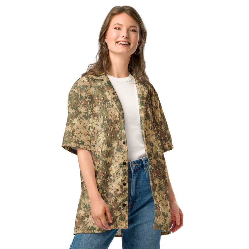Fractal Dutch Arid CAMO Unisex Short-Sleeve Button Shirt - Button-Up