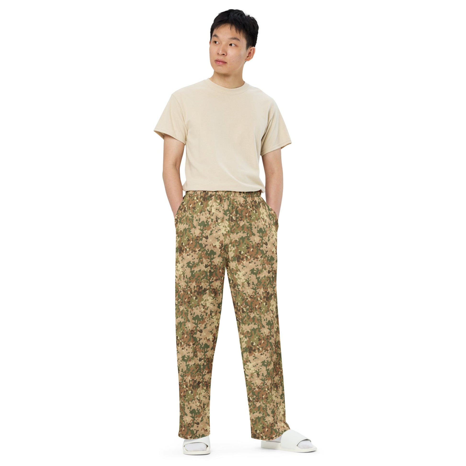 Dutch Fractal Tan CAMO unisex wide-leg pants - Wide-leg Pants