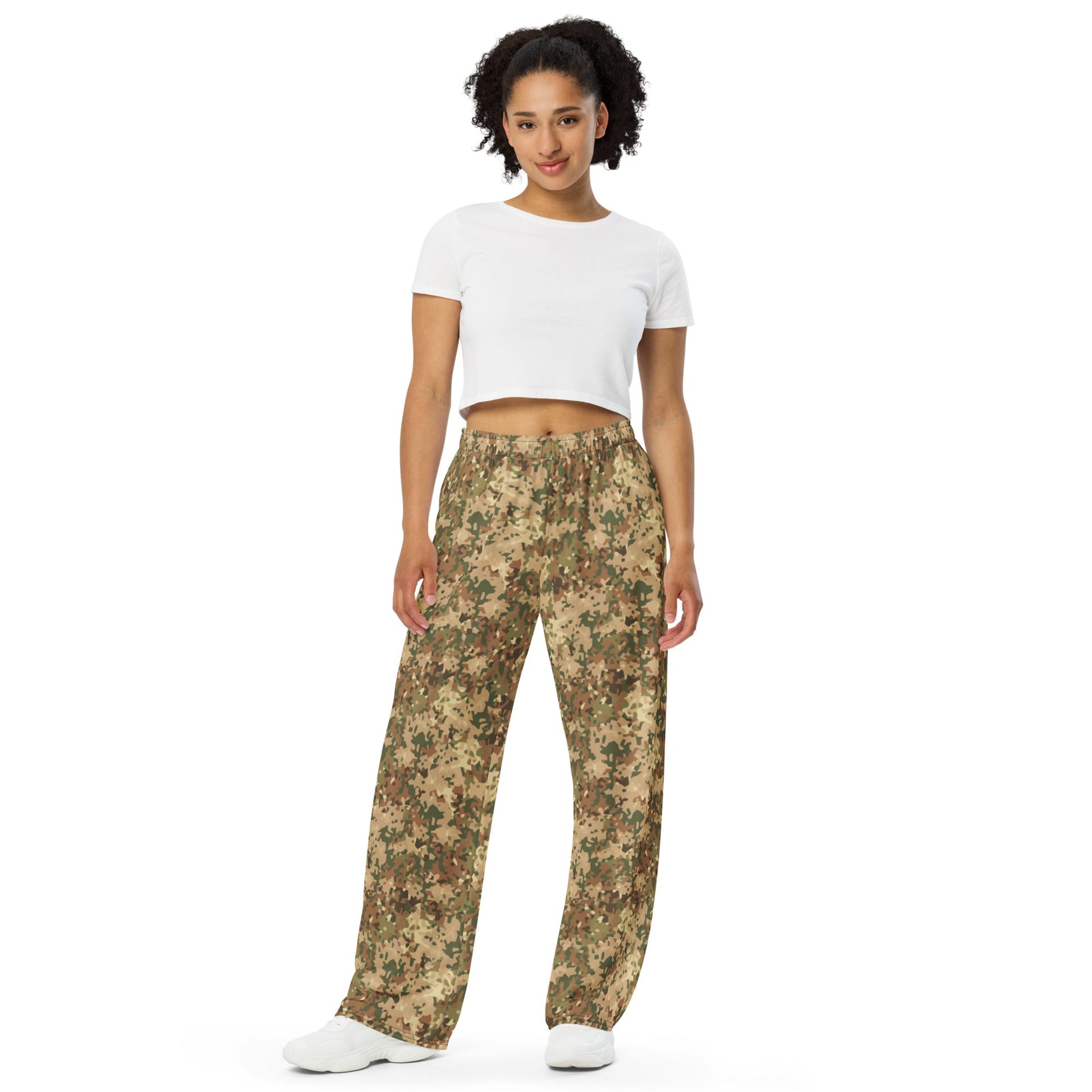 Dutch Fractal Tan CAMO unisex wide-leg pants - Wide-leg Pants
