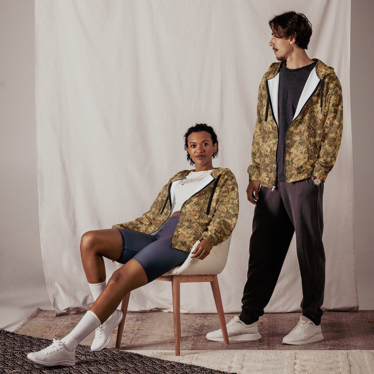 Dutch Fractal Tan CAMO Unisex zip hoodie - Zip Hoodies