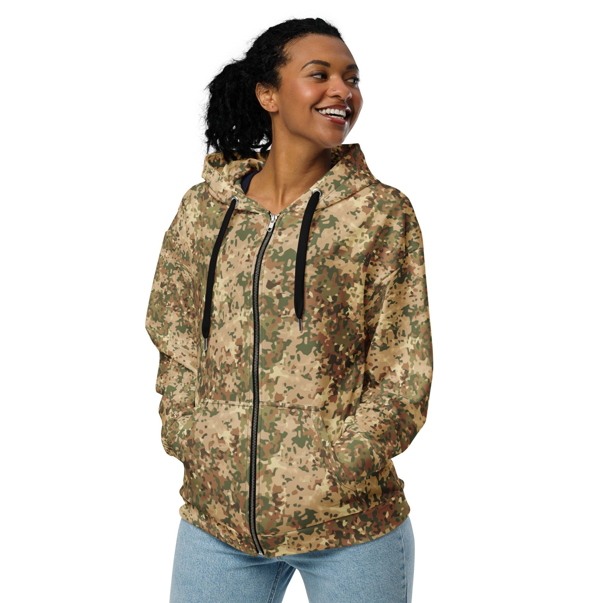 Dutch Fractal Tan CAMO Unisex zip hoodie - Zip Hoodies