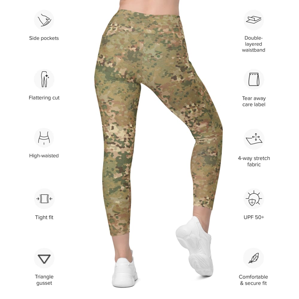 Dutch Netherlands Fractal Pattern (NFP) Tan CAMO Women’s Leggings with pockets - Womens