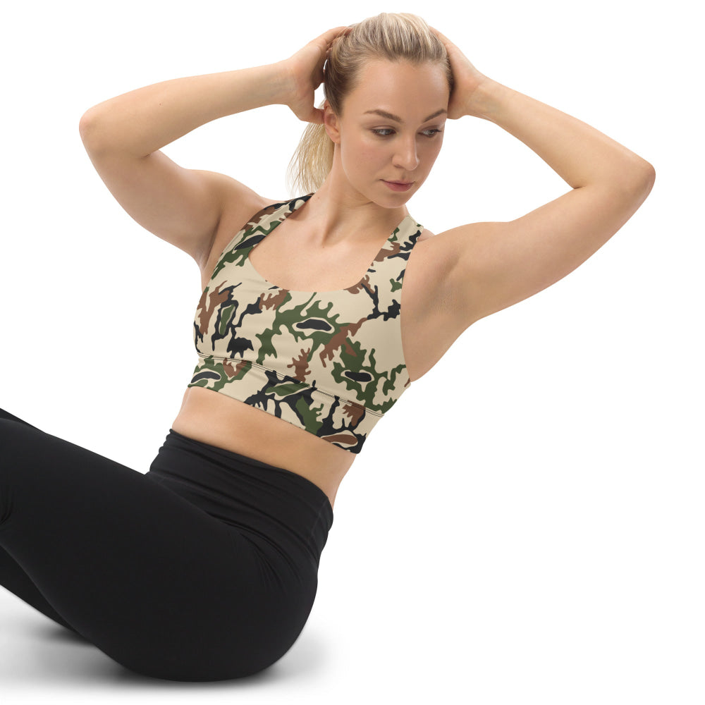 Egyptian Scrambled Eggs Desert CAMO Longline sports bra - Womens Sports Bra