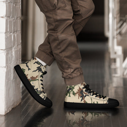 Egyptian Scrambled Eggs Desert CAMO Mens high top canvas shoes - Black / 5 - High Top Canvas Shoes