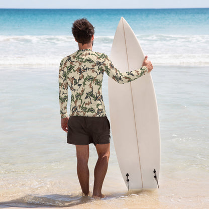 Egyptian Scrambled Eggs Desert CAMO Mens Long-Sleeve Rash Guard
