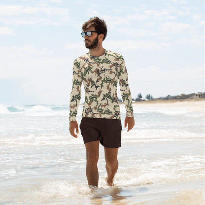 Egyptian Scrambled Eggs Desert CAMO Mens Long-Sleeve Rash Guard - XS