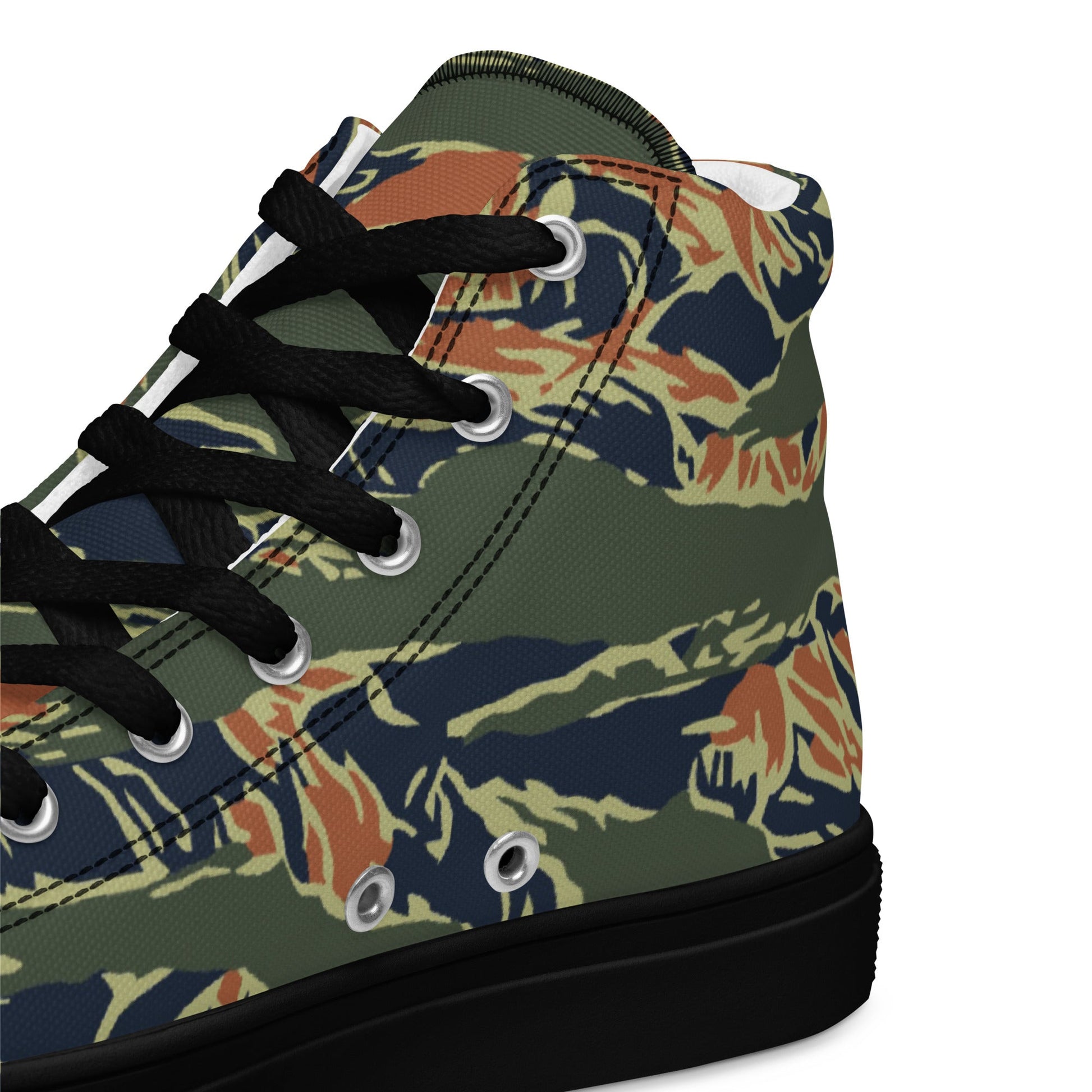 Equador Tiger Stripe Orange CAMO Mens High-Top Canvas Shoes