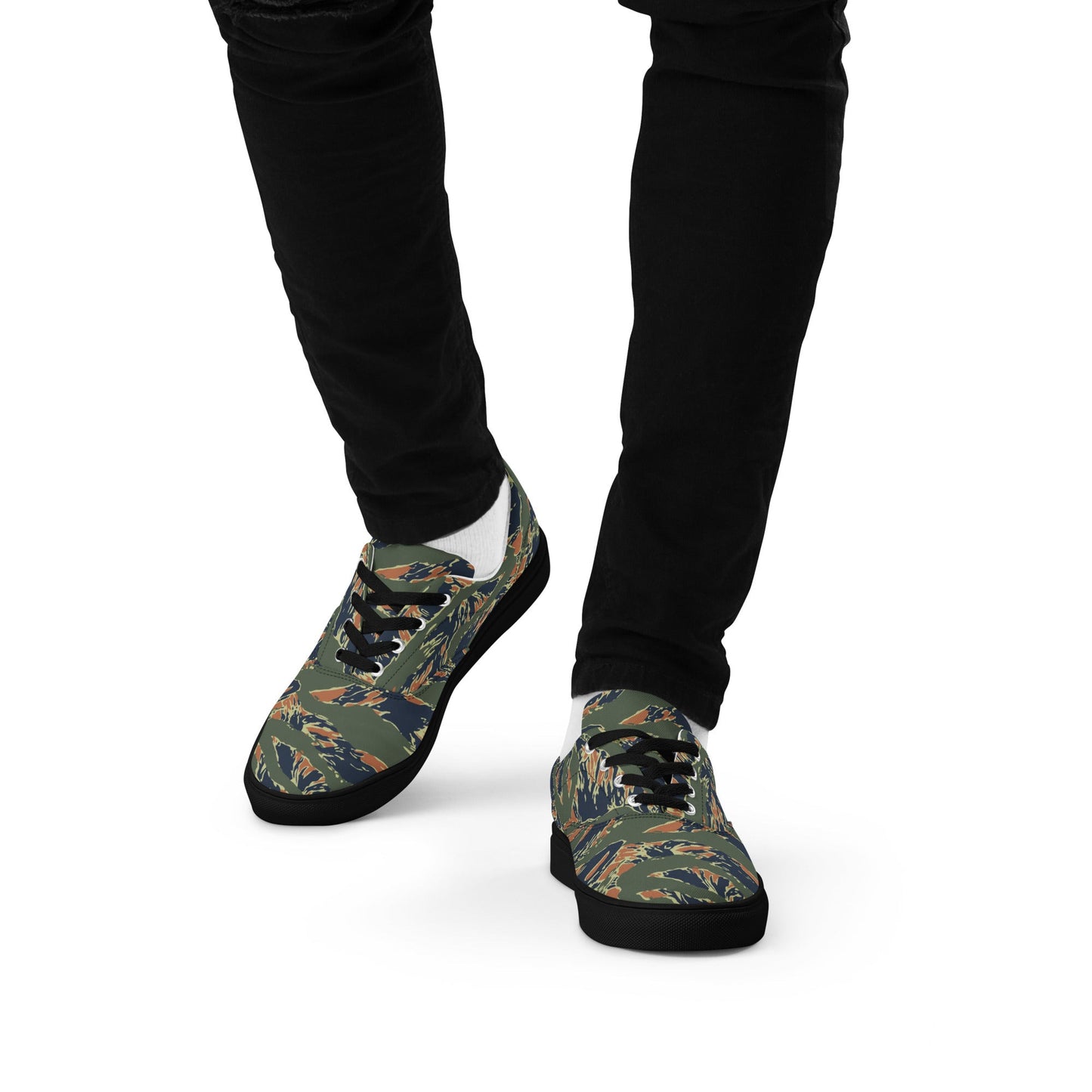 Equador Tiger Stripe Orange CAMO Mens Lace-Up Canvas Shoes - Lace-up