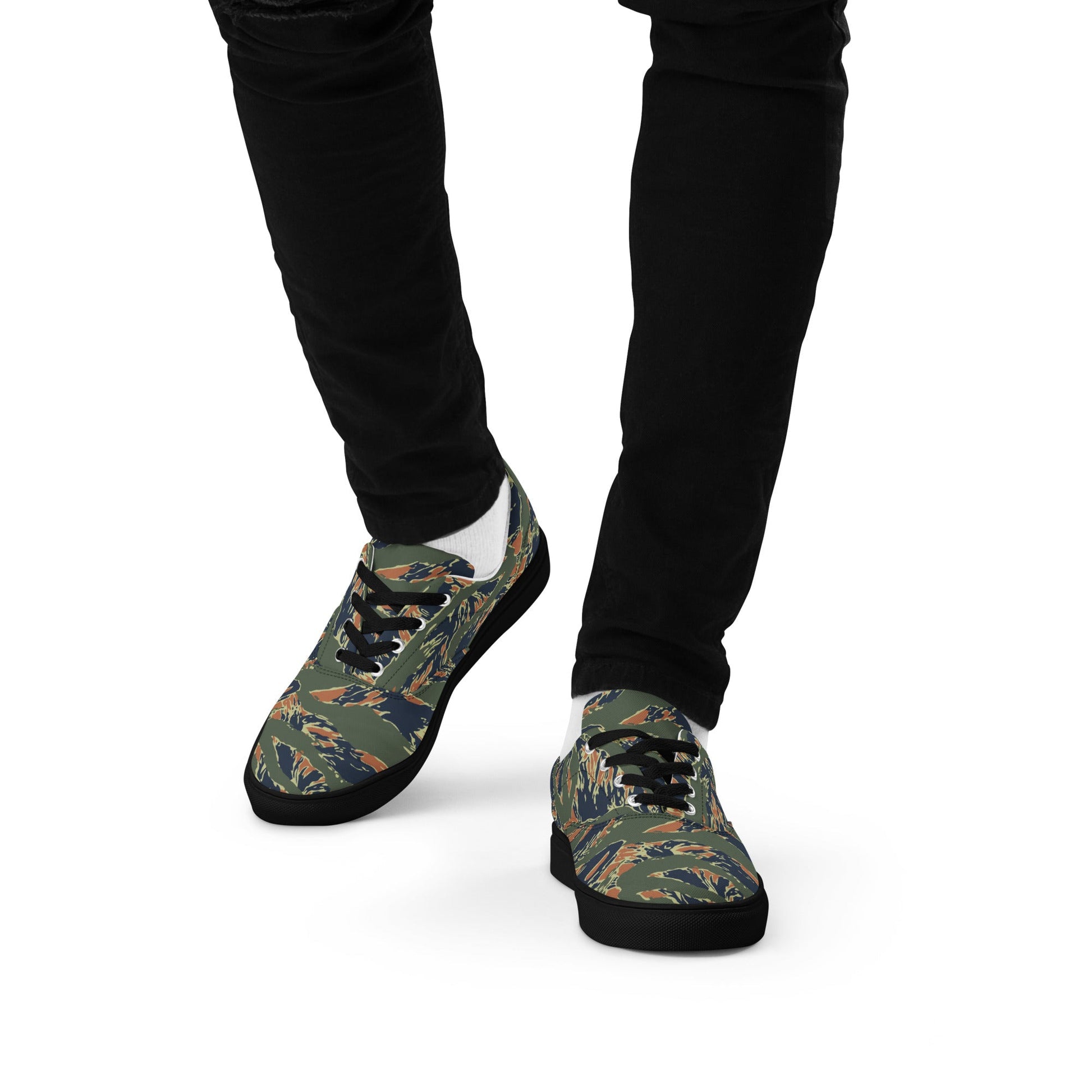 Equador Tiger Stripe Orange CAMO Mens Lace-Up Canvas Shoes - Lace-up