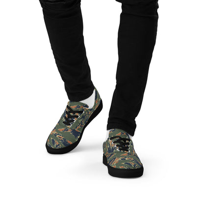 Equador Tiger Stripe Orange CAMO Mens Lace-Up Canvas Shoes - Lace-up