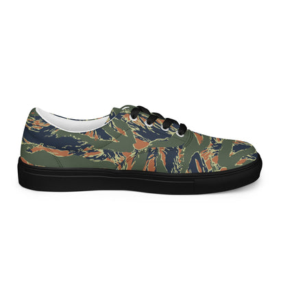 Equador Tiger Stripe Orange CAMO Mens Lace-Up Canvas Shoes - Lace-up