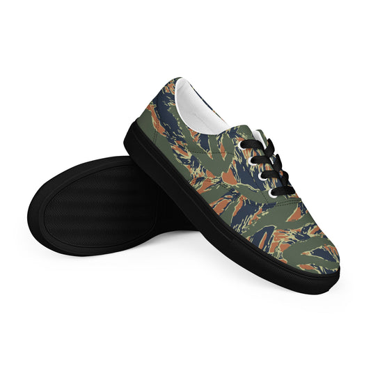 Equador Tiger Stripe Orange CAMO Mens Lace-Up Canvas Shoes - 5 - Lace-up