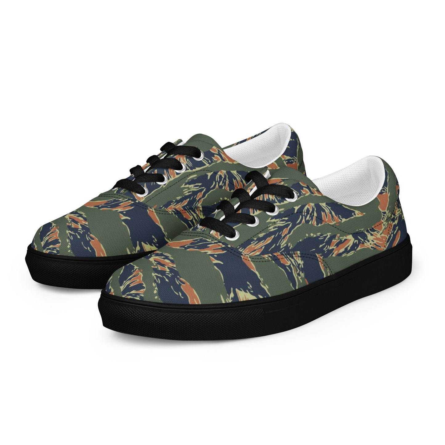 Equador Tiger Stripe Orange CAMO Mens Lace-Up Canvas Shoes - Lace-up