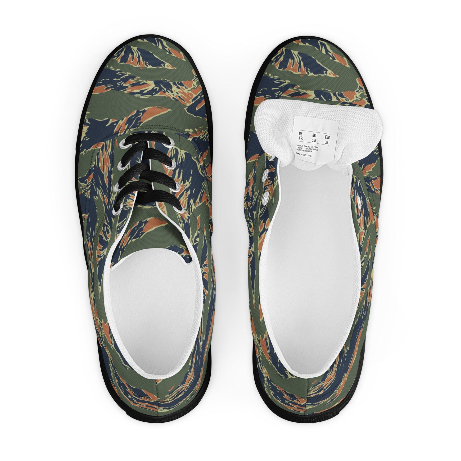 Equador Tiger Stripe Orange CAMO Mens Lace-Up Canvas Shoes - Lace-up