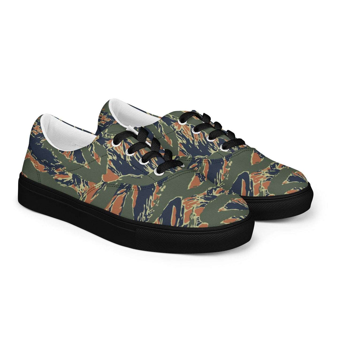 Equador Tiger Stripe Orange CAMO Mens Lace-Up Canvas Shoes - Lace-up