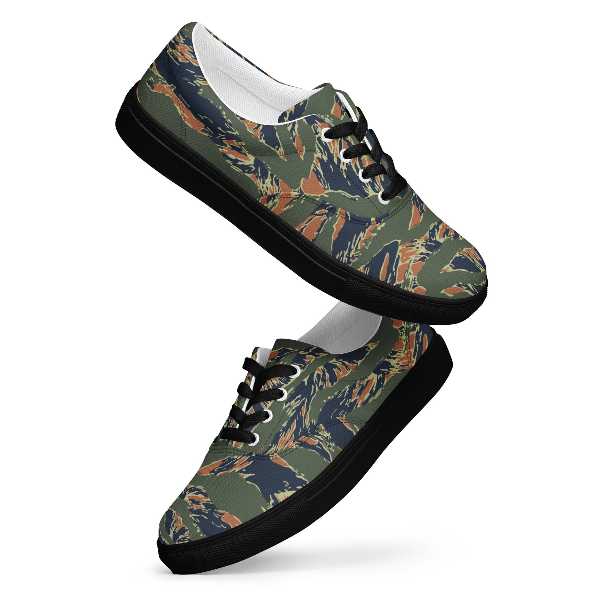 Equador Tiger Stripe Orange CAMO Mens Lace-Up Canvas Shoes - Lace-up